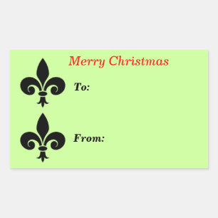 Christmas fleur de lis Green To From Large Rectangular Sticker