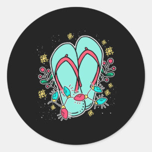 Christmas Flip Flops Hawaiian Summer Christmas In Classic Round Sticker