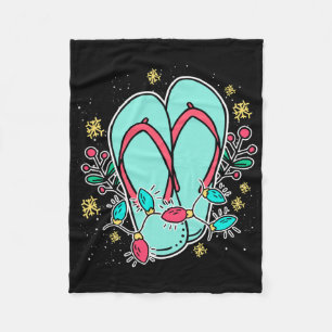 Christmas Flip Flops Hawaiian Summer Christmas In  Fleece Blanket