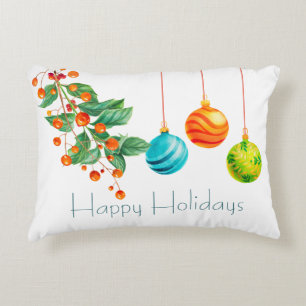 Christmas Floral And Ornaments Decorative Cushion
