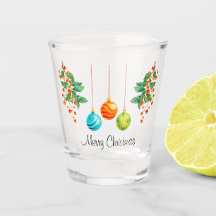 Christmas Floral And Ornaments Shot Glass