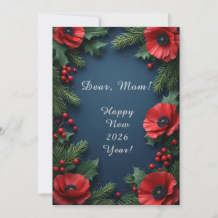 Christmas Floral Arrangement with Poinsettias Card