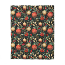 Christmas Floral Berry Gold Red Ornament Kids
