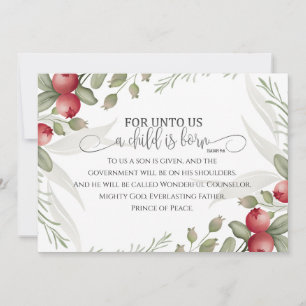 Christmas Floral Bible Verse Isaiah 9:6 Flat Holiday Card