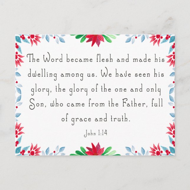 Christmas Floral Bible Verse Postcard (Front)