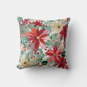 Christmas Floral Bird Art Cushion