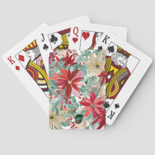 Christmas Floral Bird Art Playing Cards