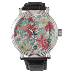 Christmas Floral Bird Art Watch