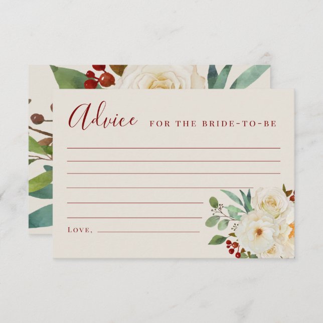 Christmas Floral Bridal Advice Cards (Front/Back)