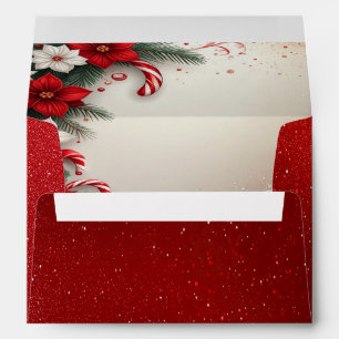 Christmas Floral Candy Canes Holiday Envelope