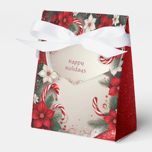 Christmas Floral Candy Canes Holiday Gift Box (Front Side)