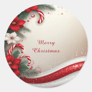 Christmas Floral Candy Canes Holiday Sticker