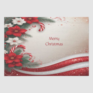 Christmas Floral Candy Canes Holiday Tissue Paper