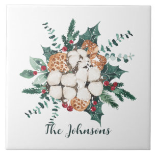 Christmas Floral Ceramic Tile