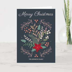 Christmas floral cute whimsical colourful   holiday card