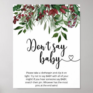 Christmas floral Don't say baby Poster