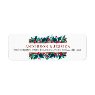 Christmas Floral Elegant Couple Return Address Label