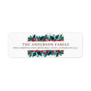 Christmas Floral Elegant Simple Return Address Label
