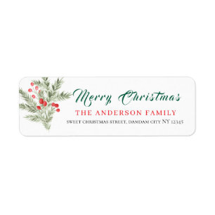 Christmas Floral Elegant Simple Return Address Label