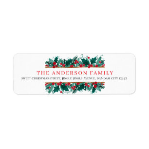 Christmas Floral Elegant Simple Return Address Label
