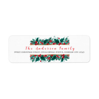 Christmas Floral Elegant Simple Return Address Label