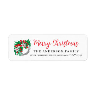 Christmas Floral Elegant Simple Return Address Label