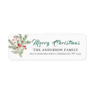 Christmas Floral Elegant Simple Return Address Label
