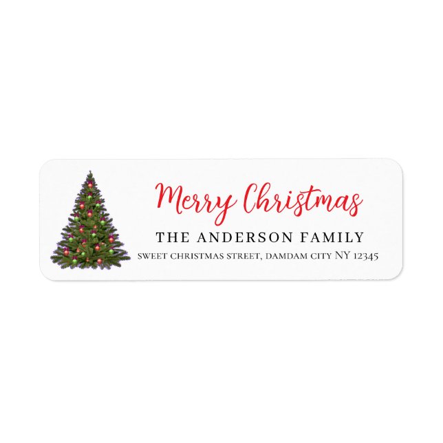 Christmas Floral Elegant Simple Return Address Label (Front)