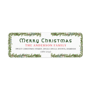 Christmas Floral Elegant Simple Return Address Return Address Label