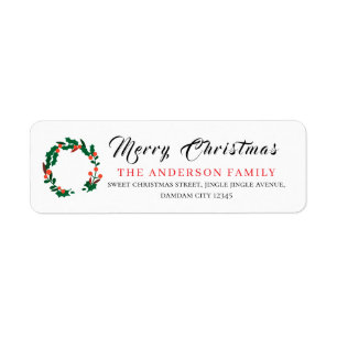 Christmas Floral Elegant Simple Return Address Return Address Label