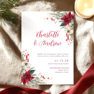 Christmas Floral Elegant Wedding Invitation