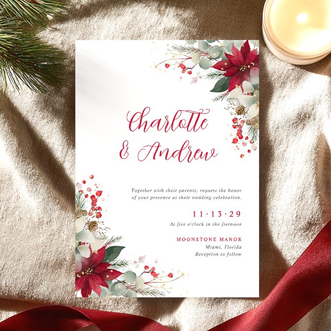 Christmas Floral Elegant Wedding Invitation (Creator Uploaded)