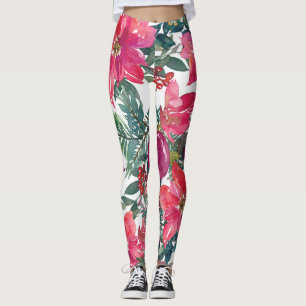 Christmas Floral Flower Art Leggings