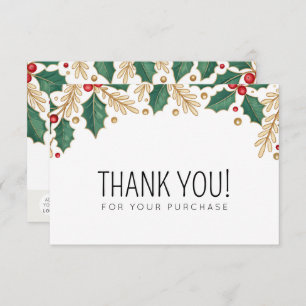 Christmas Floral Foliage Thank You Card