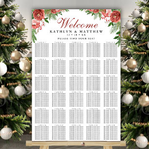 Christmas Floral Foliage Wedding 30 Table Seating Poster