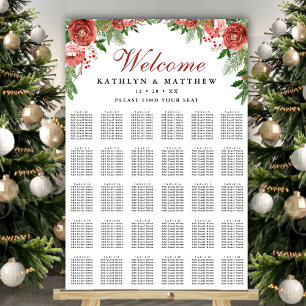 Christmas Floral Foliage Wedding 30 Table Seating Poster