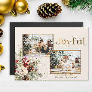 Christmas Floral Gold Joyful Text 2-Photo 