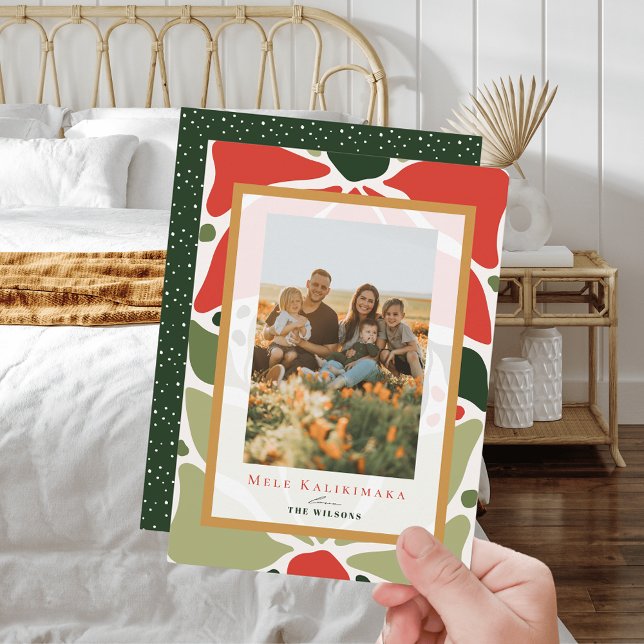 Christmas Floral Hawaiian Quilt Holiday Photo Card (Creator Uploaded)