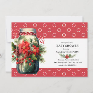 Christmas Floral Holiday Baby Shower Invitation