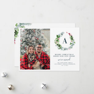 Christmas floral holiday moving announcement