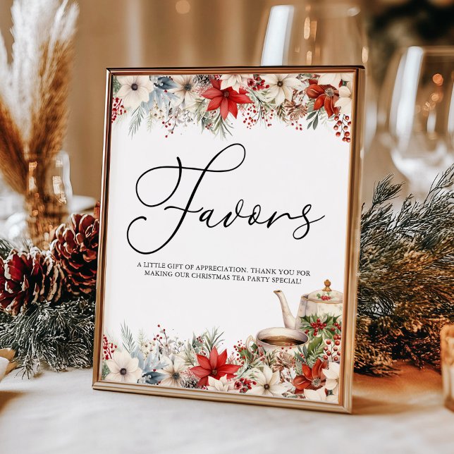 Christmas Floral Holiday Tea Party Favours Poster (Creator Uploaded)