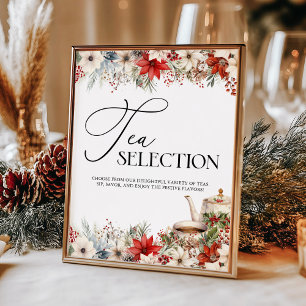 Christmas Floral Holiday Tea Party Tea Selection Poster