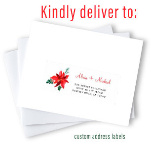 Christmas floral individual guest address labels