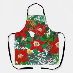Christmas Floral Leaf Art Apron