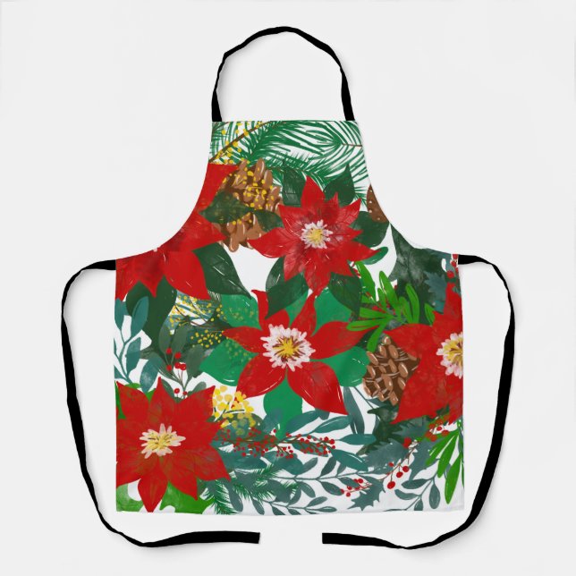 Christmas Floral Leaf Art Apron (Front)