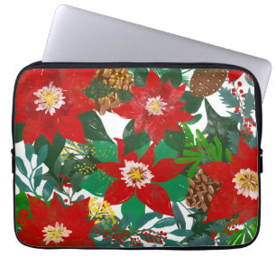 Christmas Floral Leaf Art Laptop Sleeve