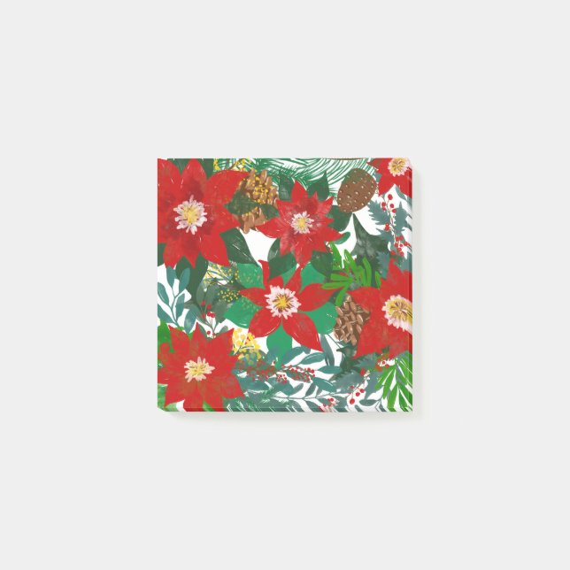 Christmas Floral Leaf Art Post-it Notes (Front)