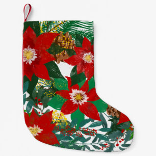 Christmas Floral Leaf Art Small Christmas Stocking