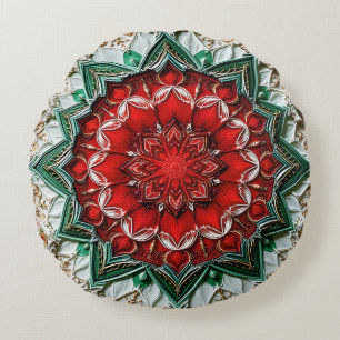Christmas Floral Mandala Sovereignty Round Cushion