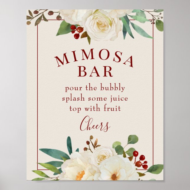 Christmas Floral Mimosa Bar Sign (Front)